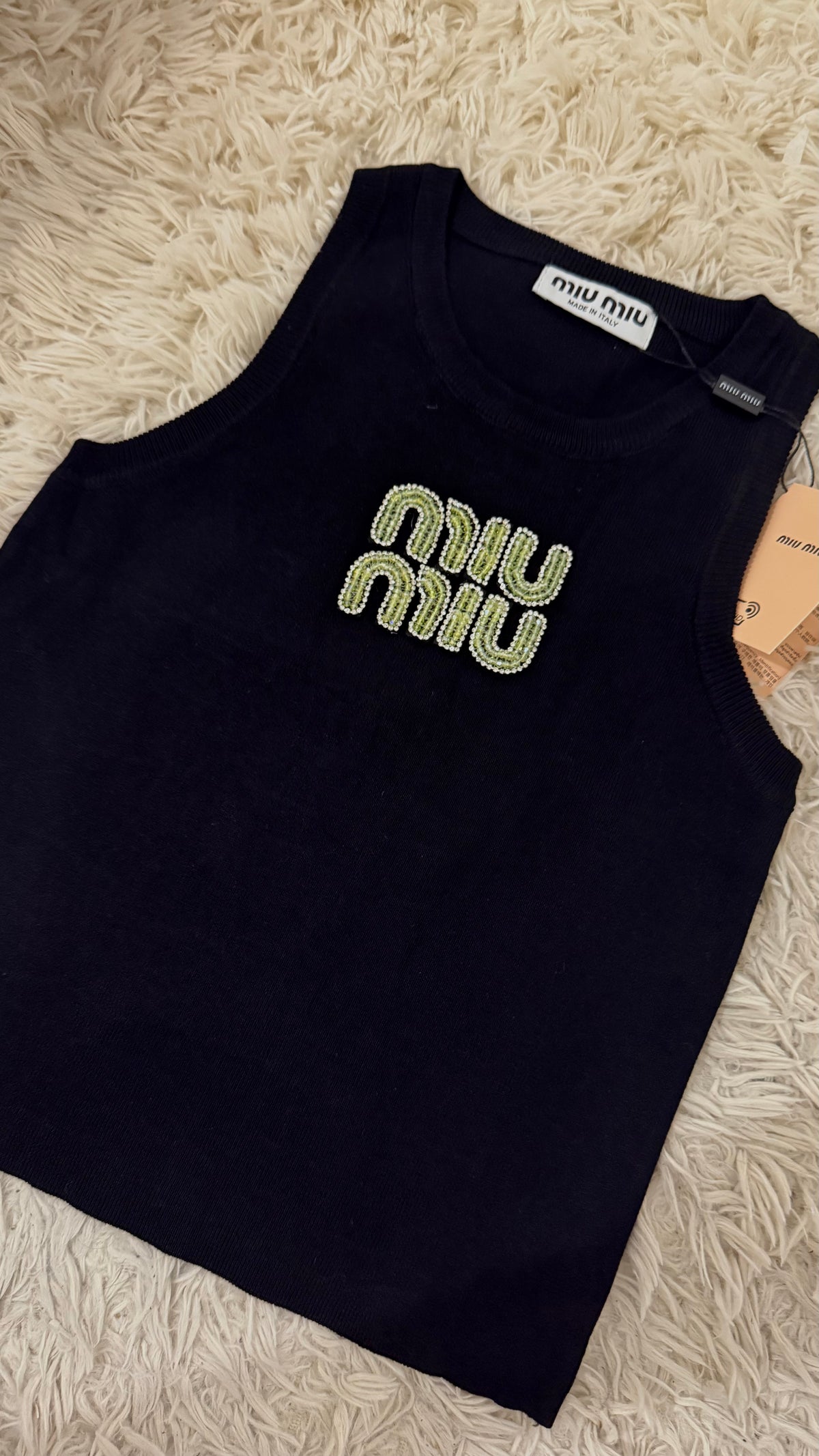 Top MiuMiu perles vertes
