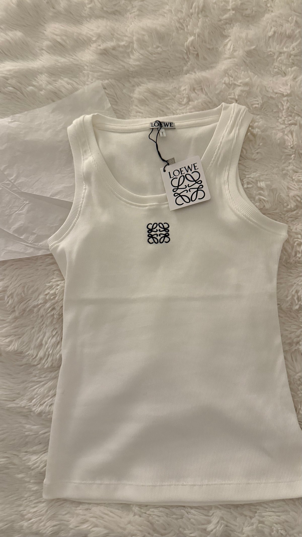 Top loewe blanc côtelé